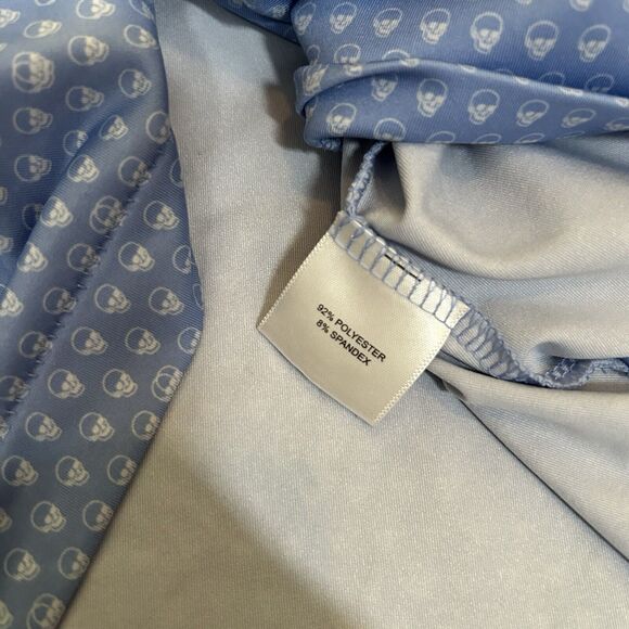 Peter Millar Summer Comfort Polo Mens Large Blue Seeing Double Performance Skull - Picture 7 of 7